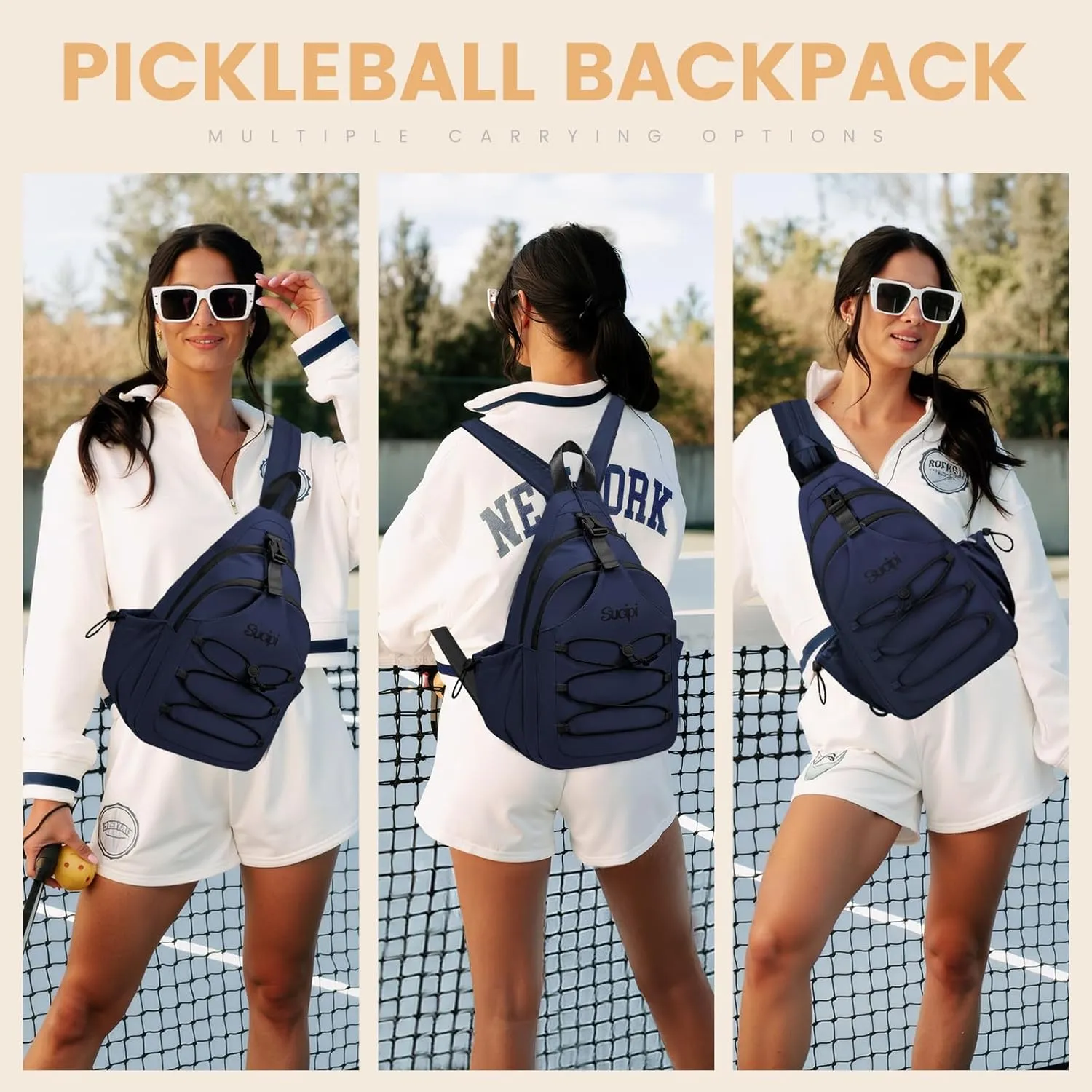 Sucipi Pickleball Backpack for Women - Lightweight Sling Bag for Pickleball and Padel Lovers