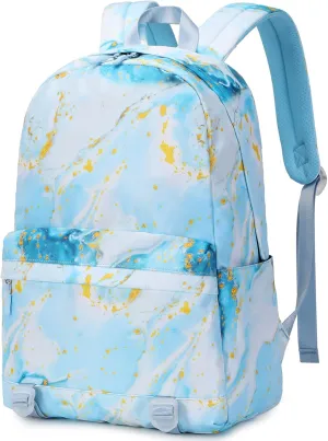 Sugaroom School Backpack for Girls Backpack with Lunch Box Lightweight Water Resistant Marble Kids Backpack Bookbags Set