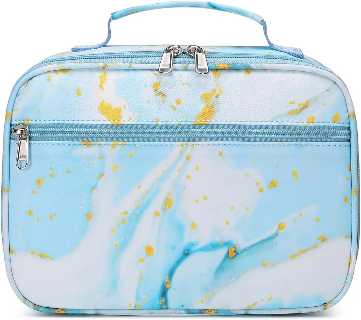 Sugaroom School Backpack for Girls Backpack with Lunch Box Lightweight Water Resistant Marble Kids Backpack Bookbags Set