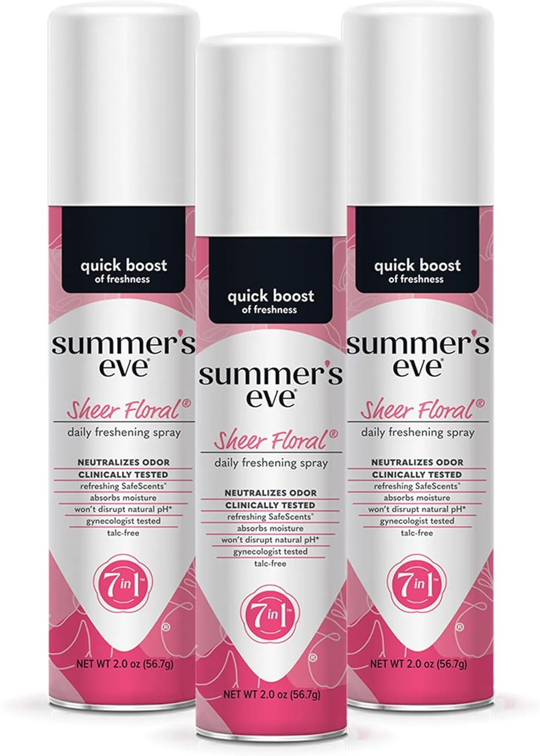 Summer's Eve Sheer Floral Daily Refreshing Feminine Spray, 2 oz, 3 Pack