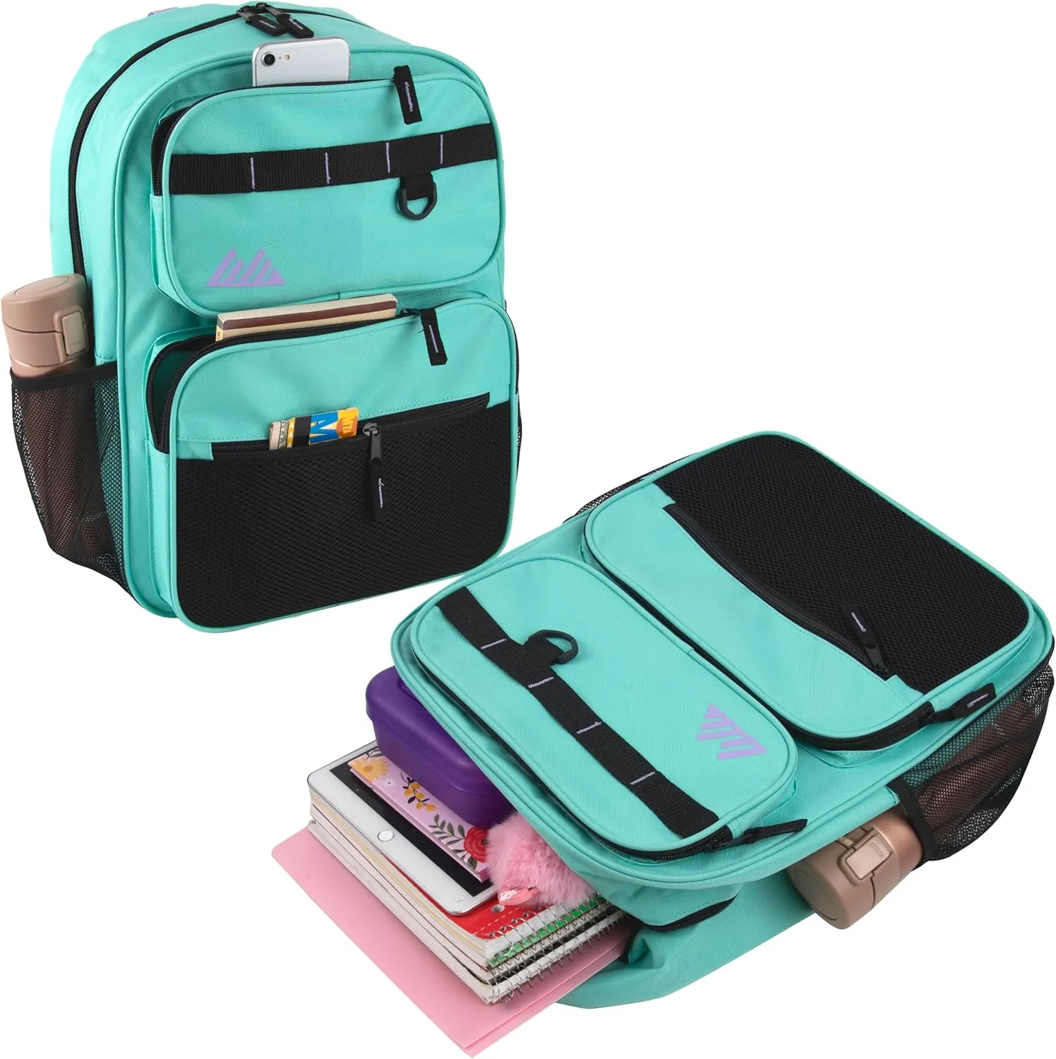 Summit Ridge Travel Backpack for Men and Women, Spacious Work Daypack with Water Bottle Pockets (Mint Green)