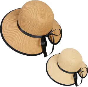 Sun Hats for Women, Straw Sun Visor Hats UPF 50  Roll Up Foldable Packable Floppy Wide Brim Beach Hat for Travel