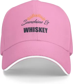 Sunshine & Whiskey Funny Baseball Cap Dad Hat Funny for Men Trucker Hats Fashion Caps Hiking & Travel Black-R