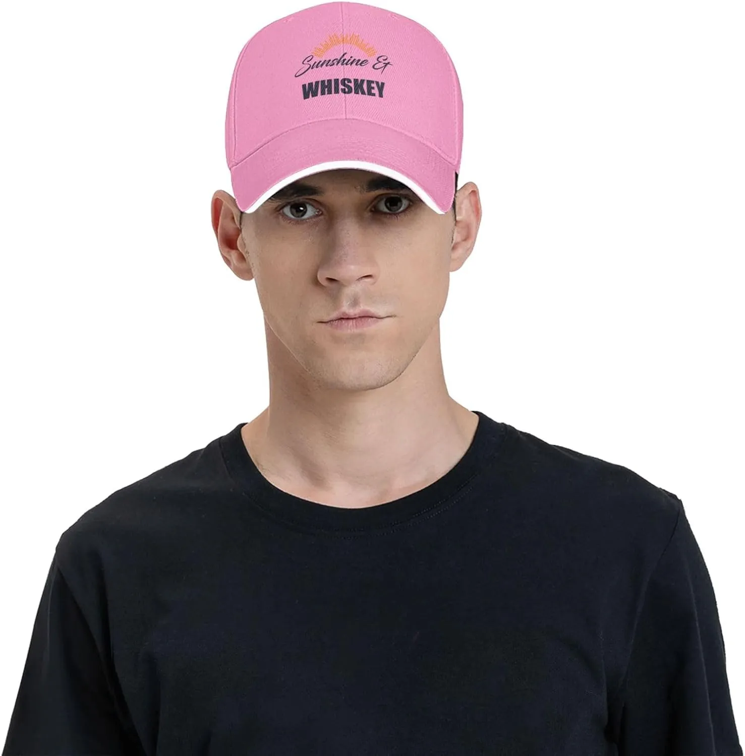 Sunshine & Whiskey Funny Baseball Cap Dad Hat Funny for Men Trucker Hats Fashion Caps Hiking & Travel Black-R