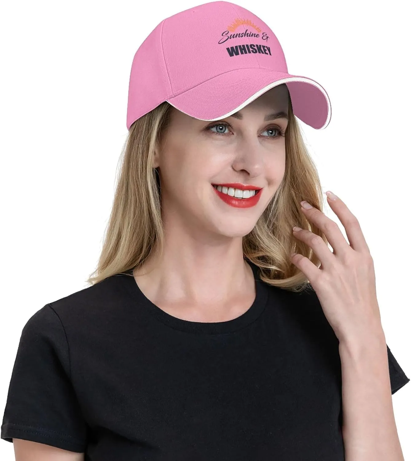 Sunshine & Whiskey Funny Baseball Cap Dad Hat Funny for Men Trucker Hats Fashion Caps Hiking & Travel Black-R