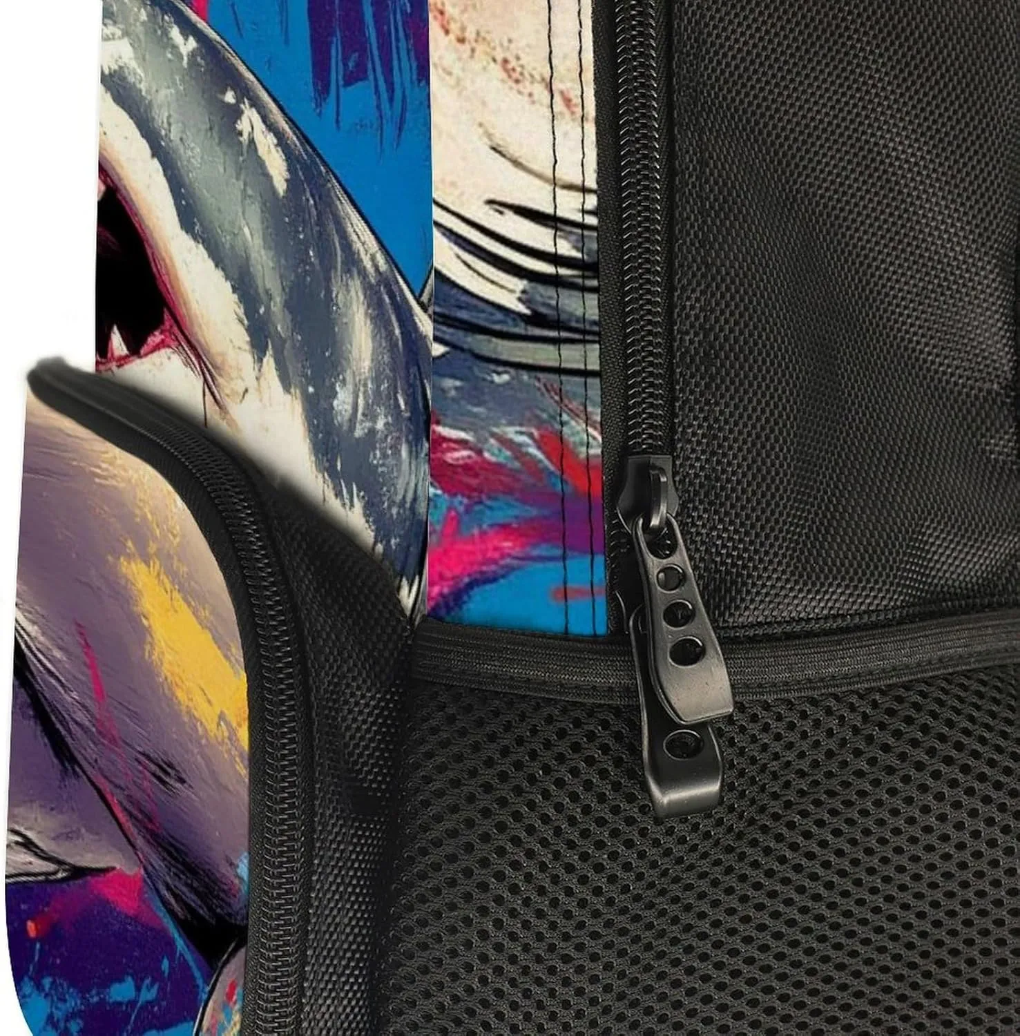 Supdreamc Cute Shark Graffiti Art Rucksacks Polyester Anti-Theft Multipurpose Carry On Bag Large Capacity Gym Outdoor Hiking Backpack With Smooth Zippers
