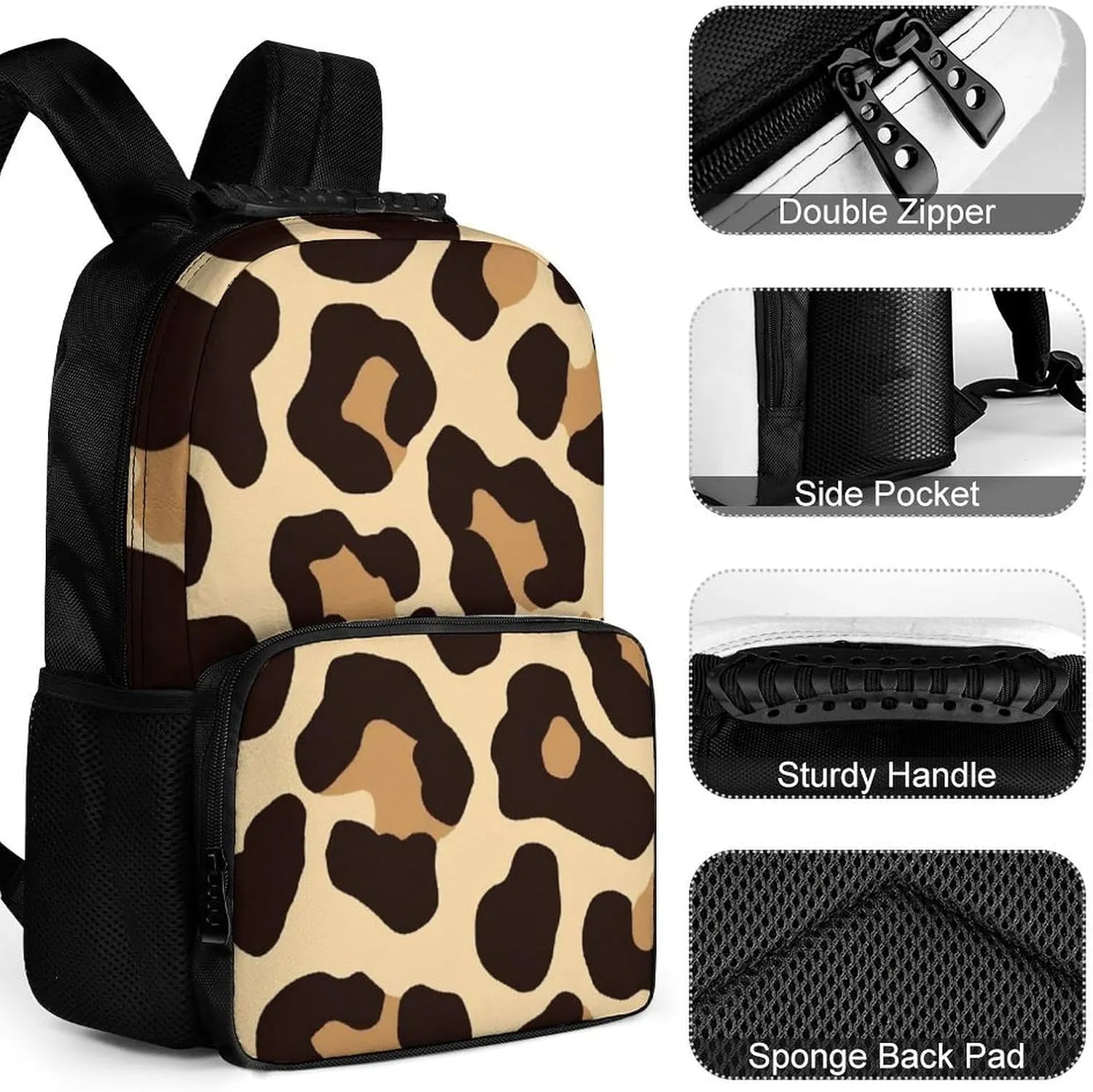Supdreamc Lightweight Backpack for Gym Travel Bicycle - Big Capacity Multipurpose Anti-Theft Carry On Bag, Cool Cheetah Leopard Print Travel Hiking Bag & Day Pack