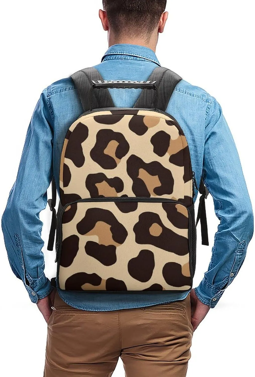 Supdreamc Lightweight Backpack for Gym Travel Bicycle - Big Capacity Multipurpose Anti-Theft Carry On Bag, Cool Cheetah Leopard Print Travel Hiking Bag & Day Pack