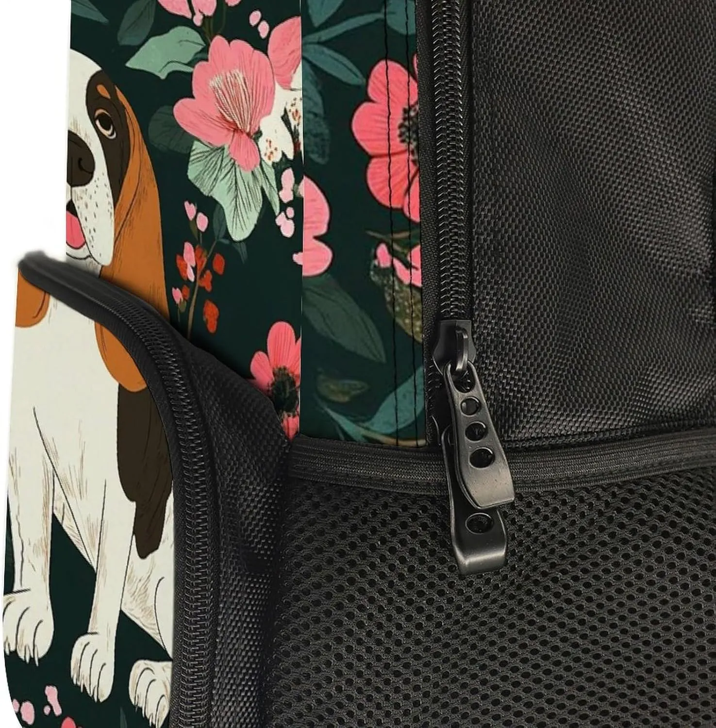 Supdreamc Lightweight Backpack for Gym Travel Bicycle - Big Capacity Multipurpose Anti-Theft Carry On Bag, Crazy Basset Hound Floral Travel Hiking Bag & Day Pack