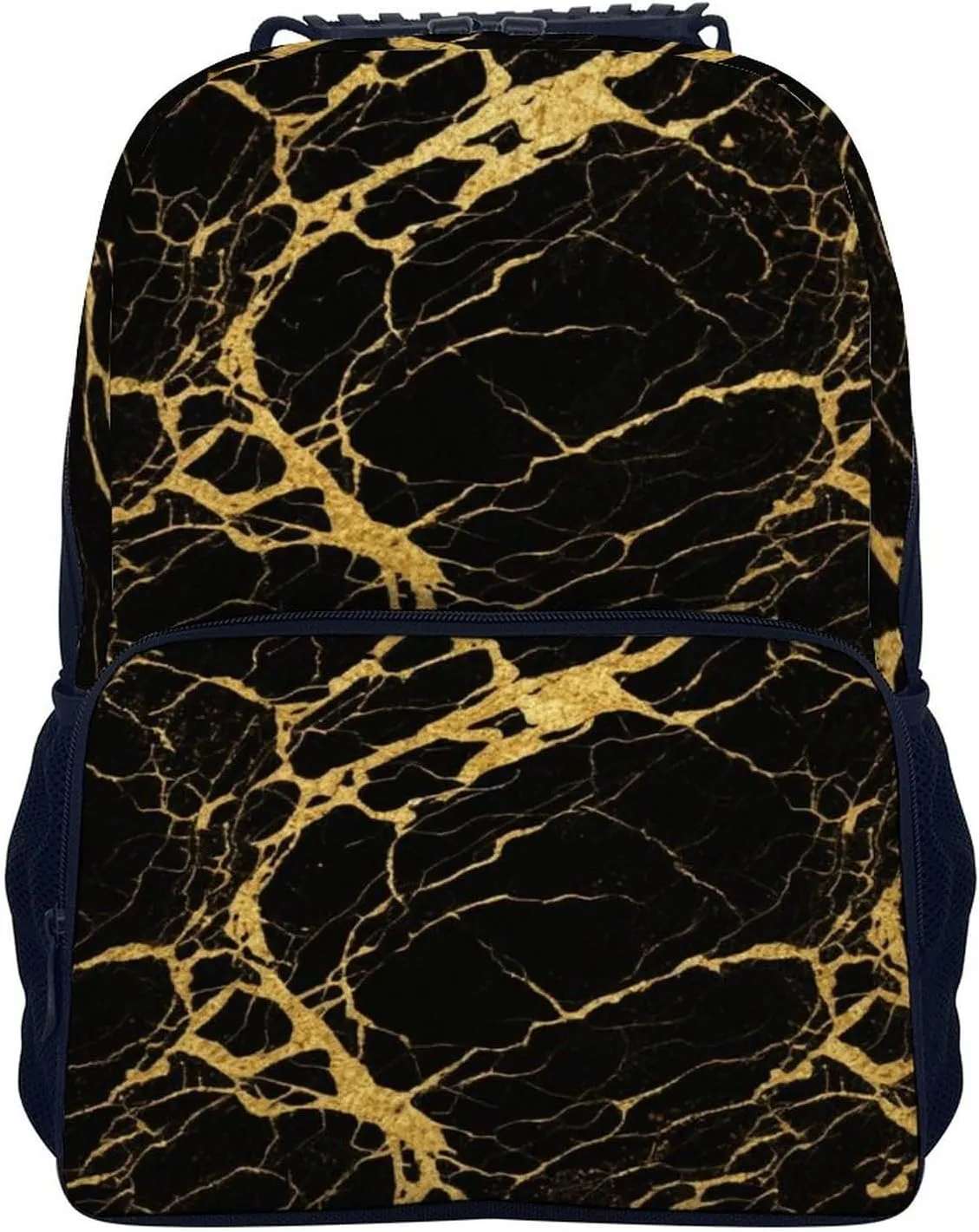 Supdreamc Lightweight Daypack Backpack for Trekking Work Running - Big Capacity Multipurpose Anti-Theft Bookbag, Black Marble Gold Texture Art Business Computer Bag
