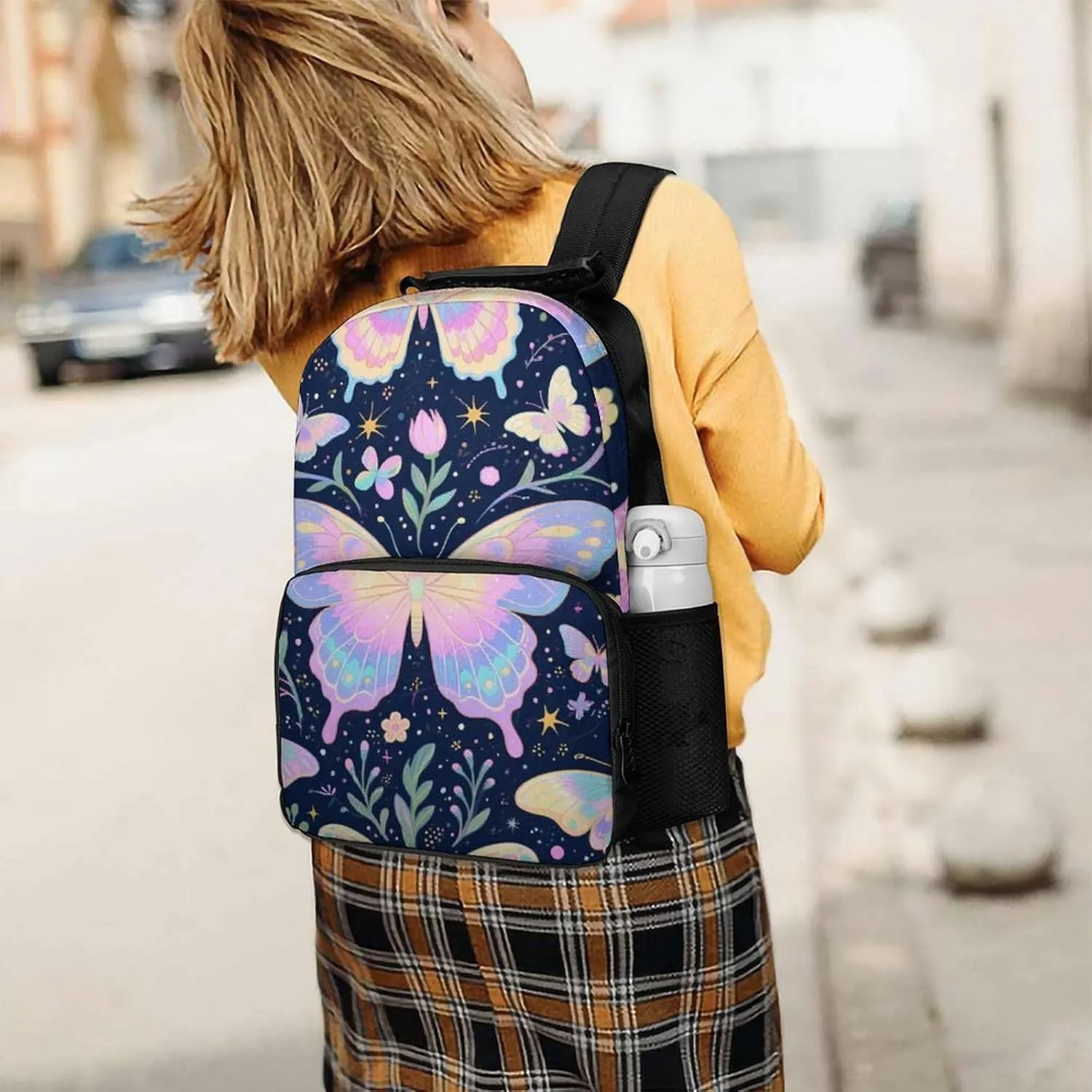 Supdreamc Men & Women Lightweight Beautiful Butterflies Art Casual Daypack Large Capacity Bookbag With Adjustable Shoulder Straps for Gym Business Bicycle
