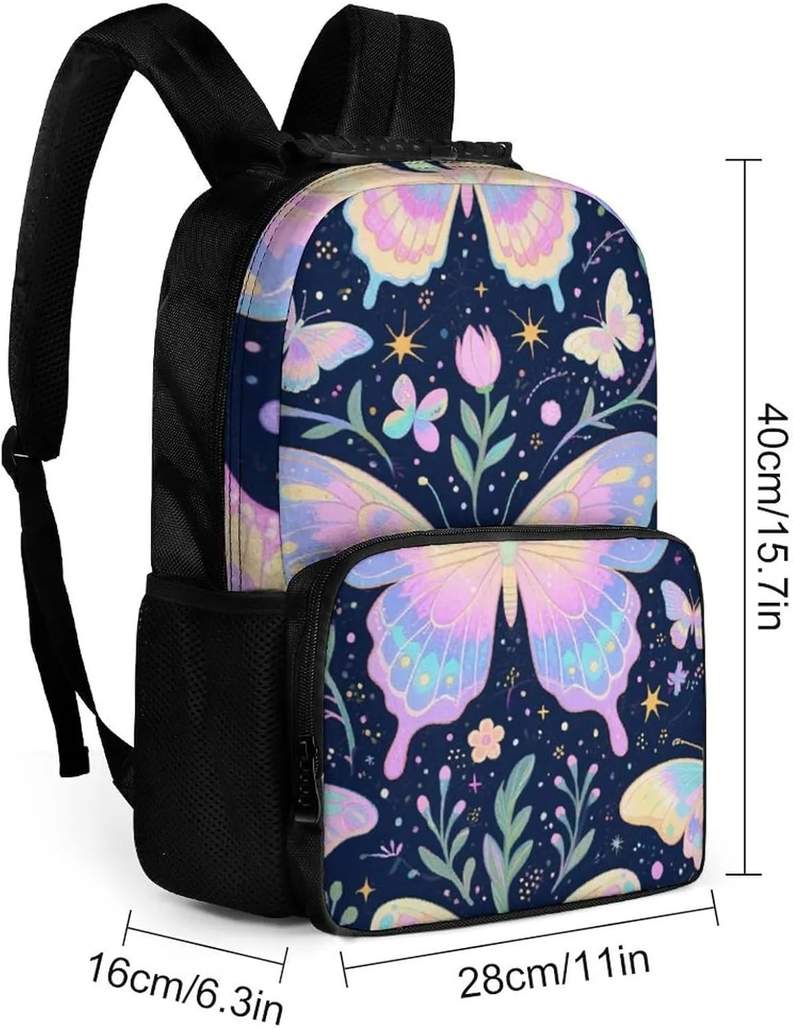 Supdreamc Men & Women Lightweight Beautiful Butterflies Art Casual Daypack Large Capacity Bookbag With Adjustable Shoulder Straps for Gym Business Bicycle