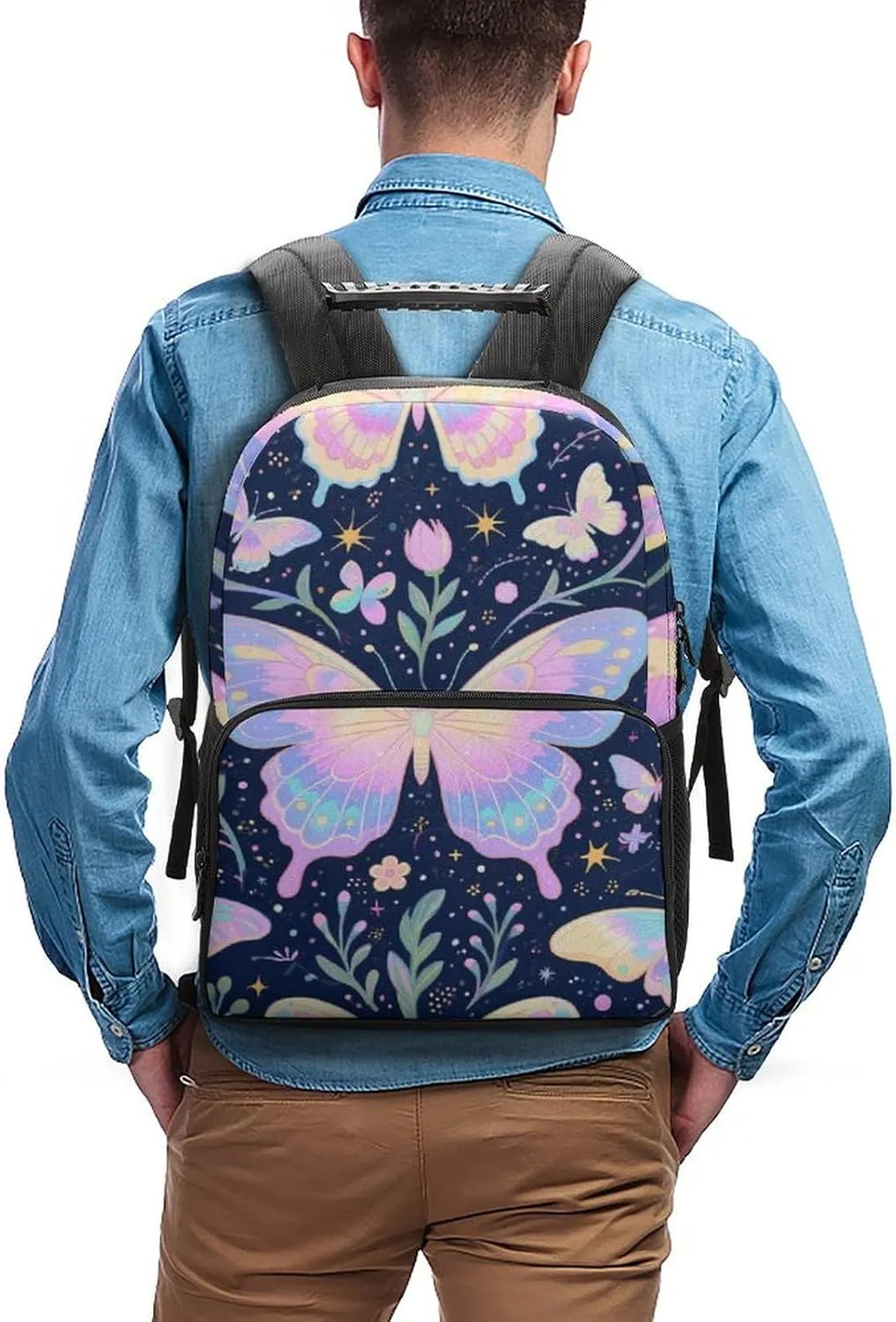 Supdreamc Men & Women Lightweight Beautiful Butterflies Art Casual Daypack Large Capacity Bookbag With Adjustable Shoulder Straps for Gym Business Bicycle