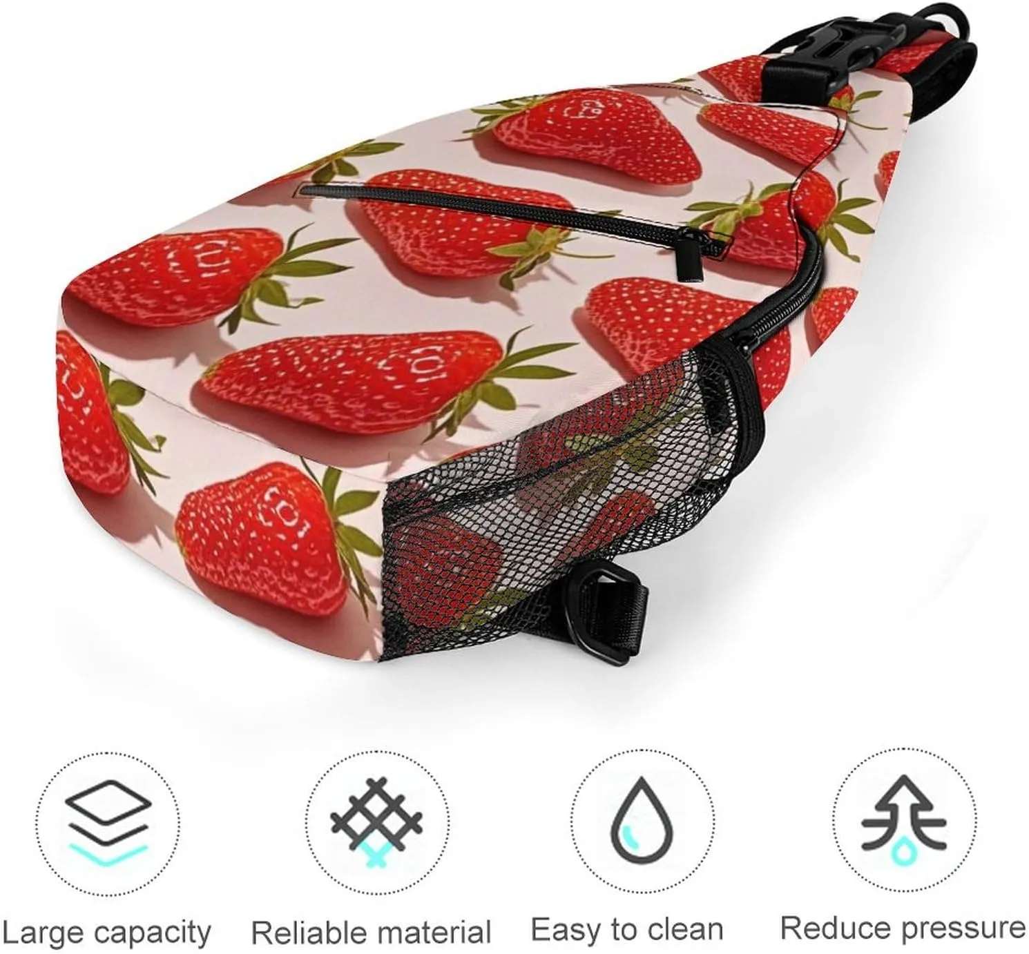 Supdreamc Men & Women Sling Backpack Casual Carrying Tote Case Crossbody Travel Bag - Multipurpose Anti-Theft Tote Bags, Cute Pink Strawberry Art Small Crossbody Chest Rucksack