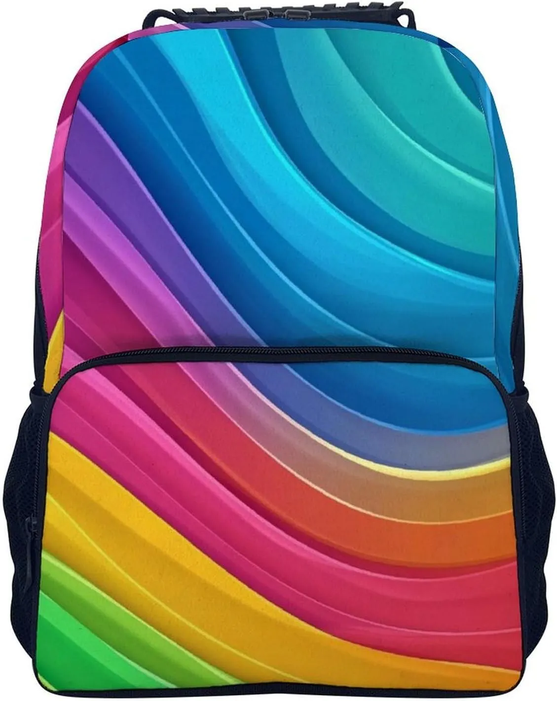 Supdreamc Men Women Lightweight Colorful Tie Dye Rainbow Gradient Daypack Bookbag Big Capacity Carry On Bag With Side Pockets for Camping Travel Bicycle