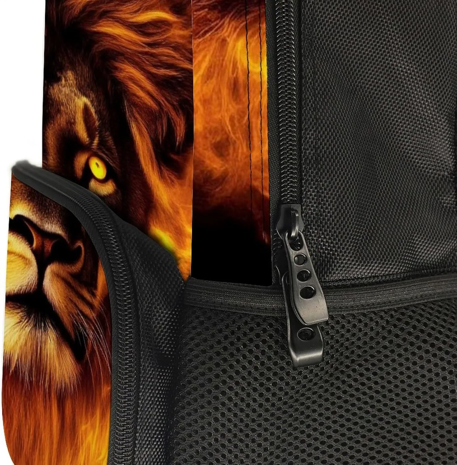 Supdreamc Men Women Lightweight Cool Fire Lion Art Backpack Large Capacity Bookbag With Smooth Zippers for Gym Business Running