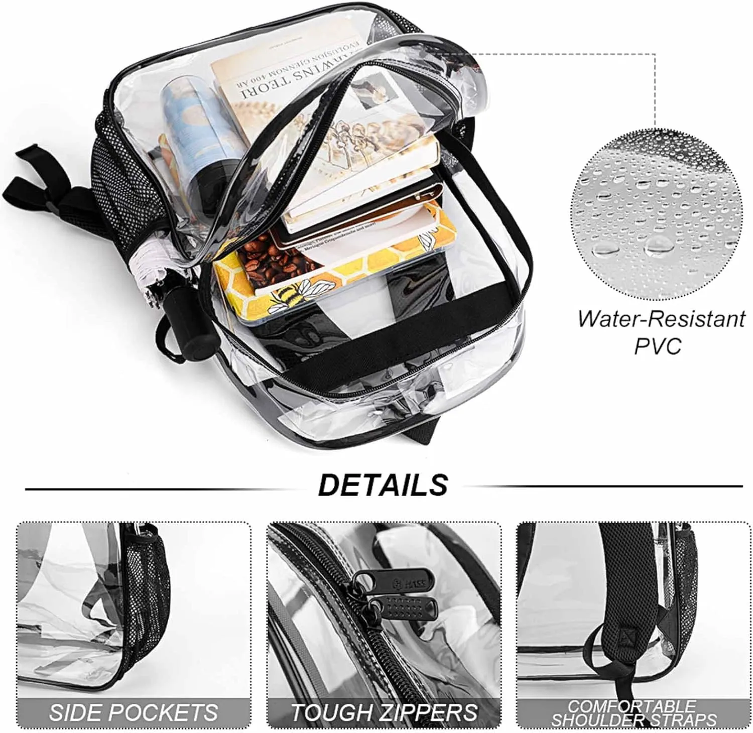 Supdreamc Men Women Lightweight Space Lion Starry Night Backpack Large Capacity Bookbag Transparent Bag for Gym Business Running
