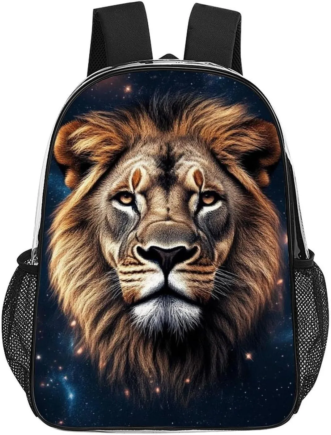 Supdreamc Men Women Lightweight Space Lion Starry Night Backpack Large Capacity Bookbag Transparent Bag for Gym Business Running