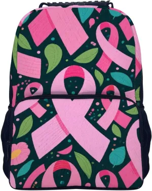 Supdreamc Men Women Polyester Colorful Ribbon Breast Cancer Awareness Art Daypack Big Capacity Shoulder Bag With Adjustable Shoulder Straps for Camping Travel Walking Cycling