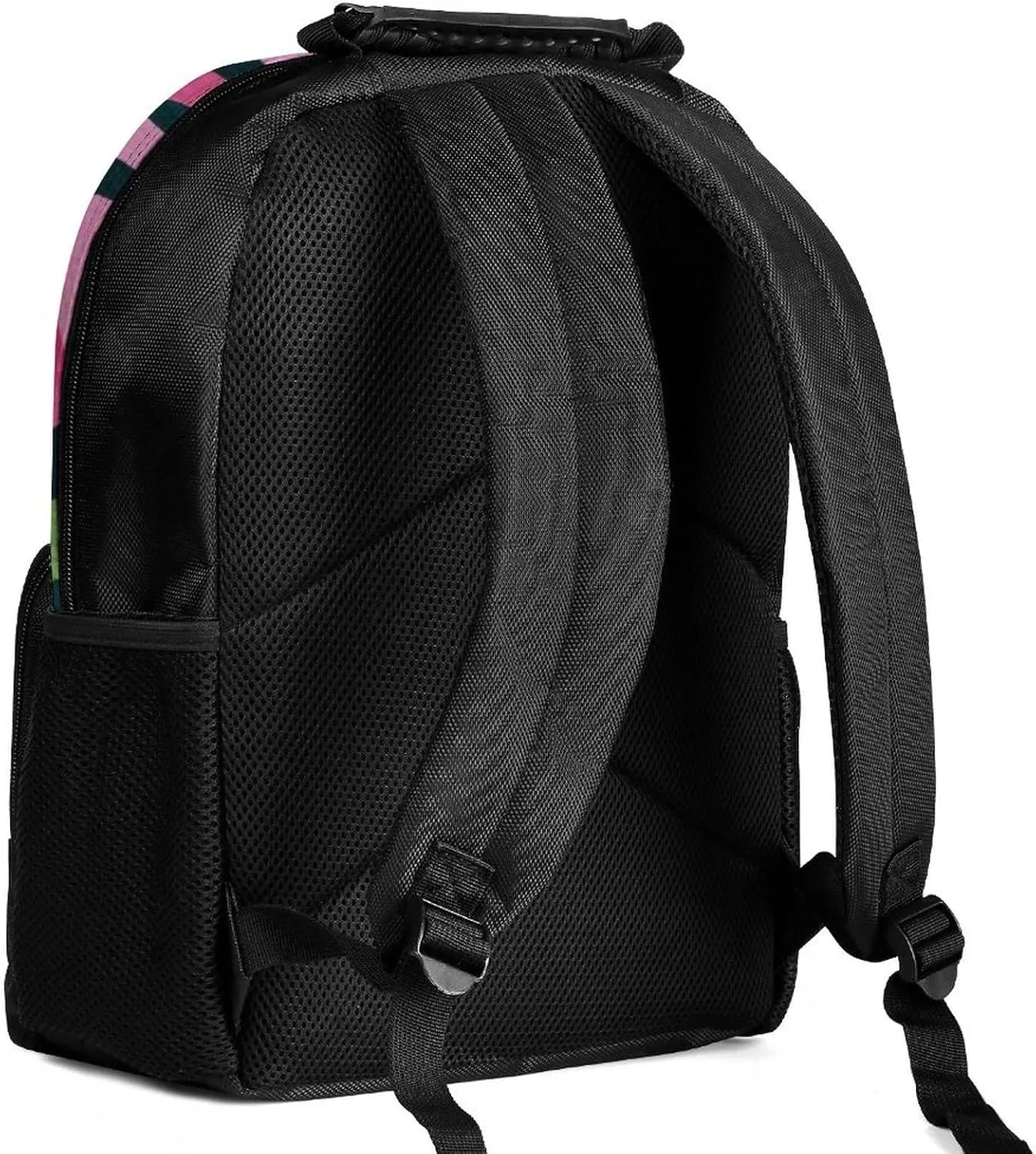 Supdreamc Men Women Polyester Colorful Ribbon Breast Cancer Awareness Art Daypack Big Capacity Shoulder Bag With Adjustable Shoulder Straps for Camping Travel Walking Cycling