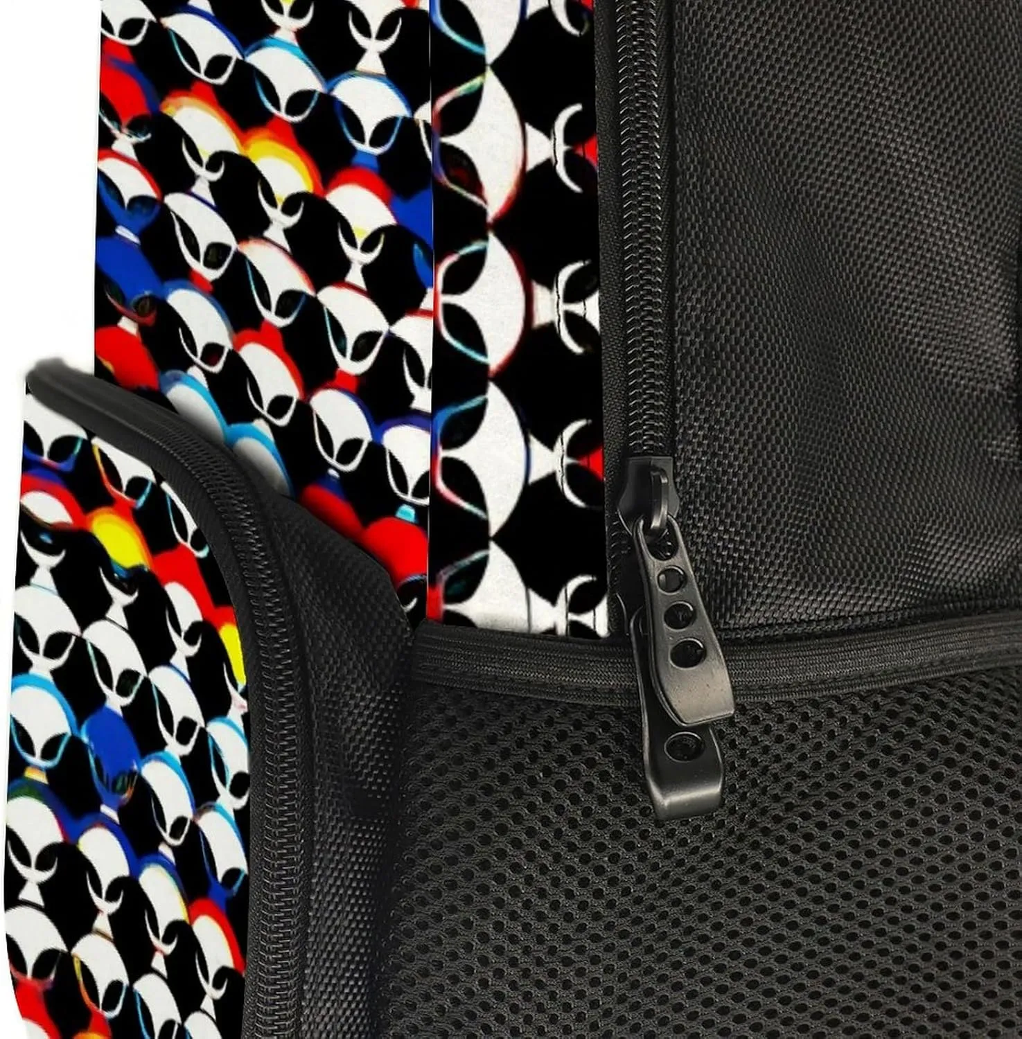 Supdreamc Polyester Daypack Backpack for Sports Travel Running - Big Capacity Anti-Theft Multipurpose Carry On Bag, Cool Trippy Aliens Pattern Laptop Book Bag Rucksack