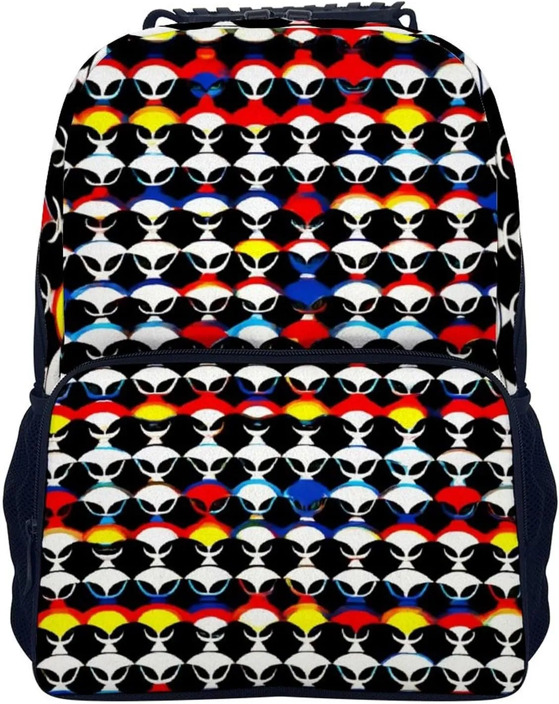 Supdreamc Polyester Daypack Backpack for Sports Travel Running - Big Capacity Anti-Theft Multipurpose Carry On Bag, Cool Trippy Aliens Pattern Laptop Book Bag Rucksack