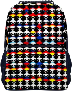 Supdreamc Polyester Daypack Backpack for Sports Travel Running - Big Capacity Anti-Theft Multipurpose Carry On Bag, Cool Trippy Aliens Pattern Laptop Book Bag Rucksack