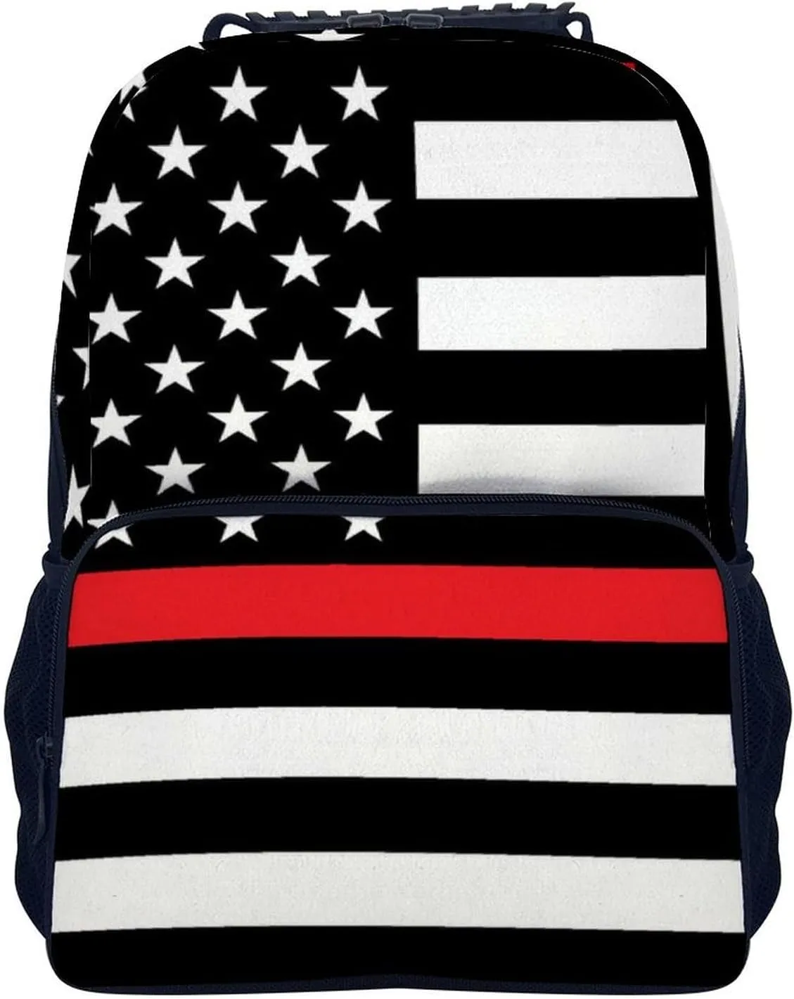 Supdreamc Polyester Daypack for Camping Travel Walking Cycling - Big Capacity Anti-Theft Multipurpose Bookbag, American Thin Red Line Flag Pattern Camping Outdoor Backpack