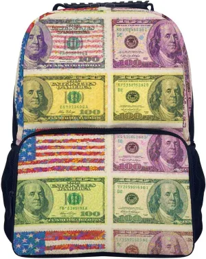 Supdreamc Polyester Daypack for Hiking Work Running - Big Capacity Anti-Theft Multipurpose Shoulder Bag, American Money Colorful Bill Dollars Art Travel and Sport Backpack Rucksack