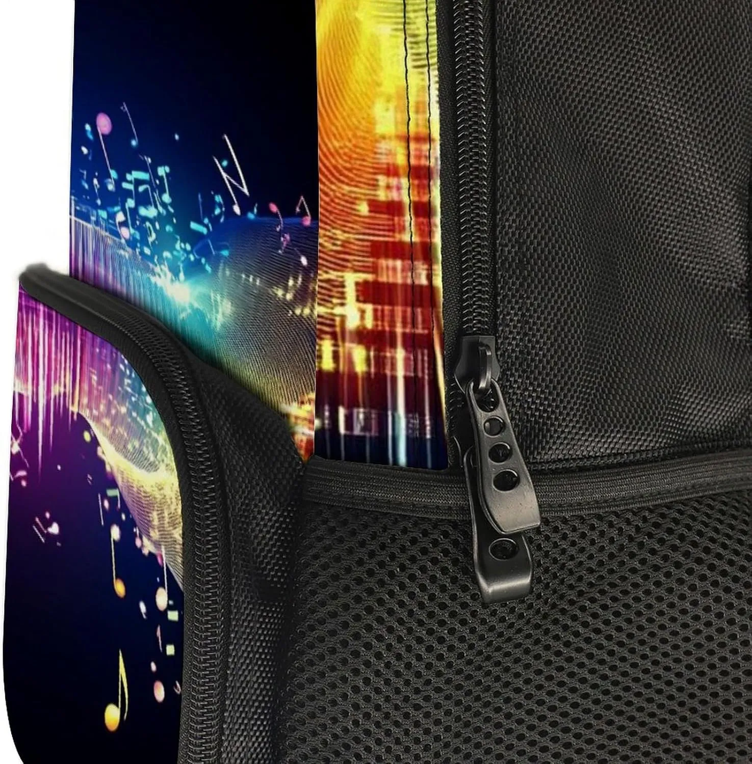 Supdreamc Polyester Daypack for Hiking Work Running - Big Capacity Anti-Theft Multipurpose Shoulder Bag, Colorful Neon Music Notes Travel and Sport Backpack Rucksack
