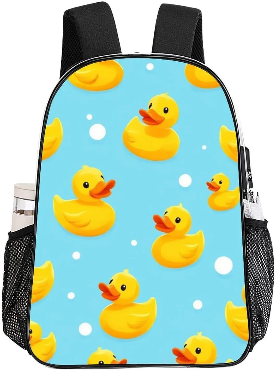 Supdreamc Transparent Daypack Backpack for Sports Travel Running - Big Capacity Anti-Theft Multipurpose Carry On Bag, Cute Funny Blue Bubbles Yellow Rubber Ducks Laptop Book Bag Rucksack
