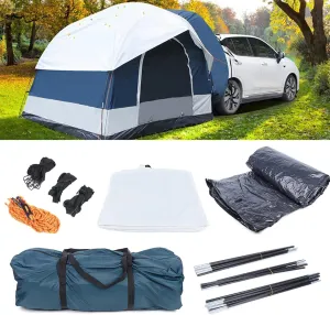 SUV Tent for Camping - Universal Outdoor Car Shelter With Large Space for 4 Persons, White-Green Waterproof Canopy, Portable Heavy Duty Carport Garage Shed