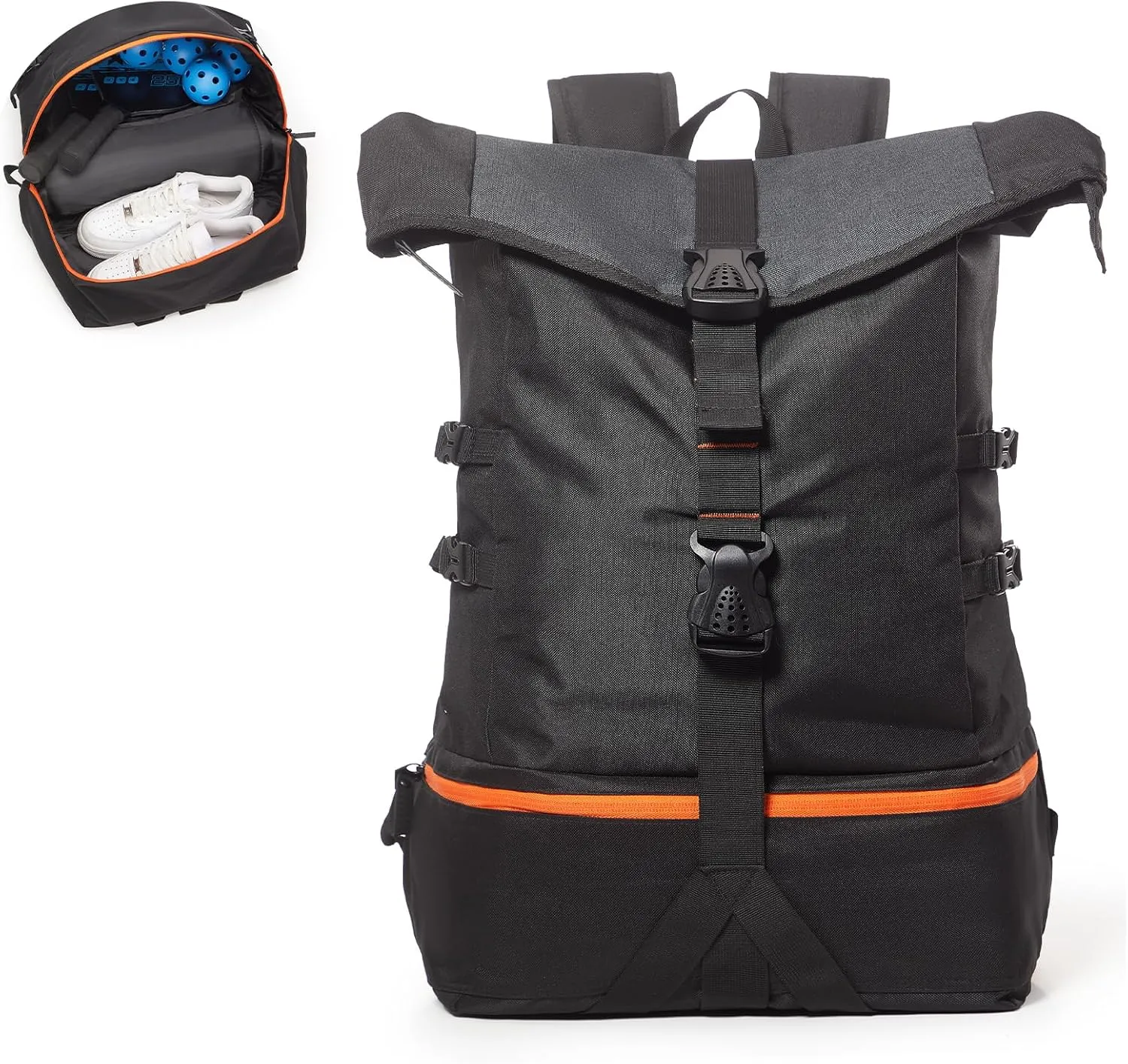 suwasp Pickleball Bag, Extra Large Backpack for Pickleball, Basketball, Tennis, Waterproof Paddle Bag Fits 4 to 10 Paddles, Includes Ventilated Shoe Compartment, Safety Pocket for Women and Men
