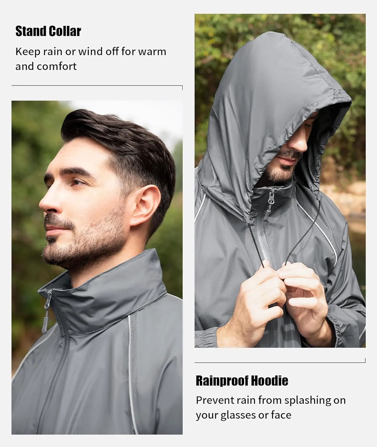 SWISSWELL Men's Rain Suit Waterproof Lightweight Hooded Reflective Rain Gear for Golf, Hiking, Travel, Running