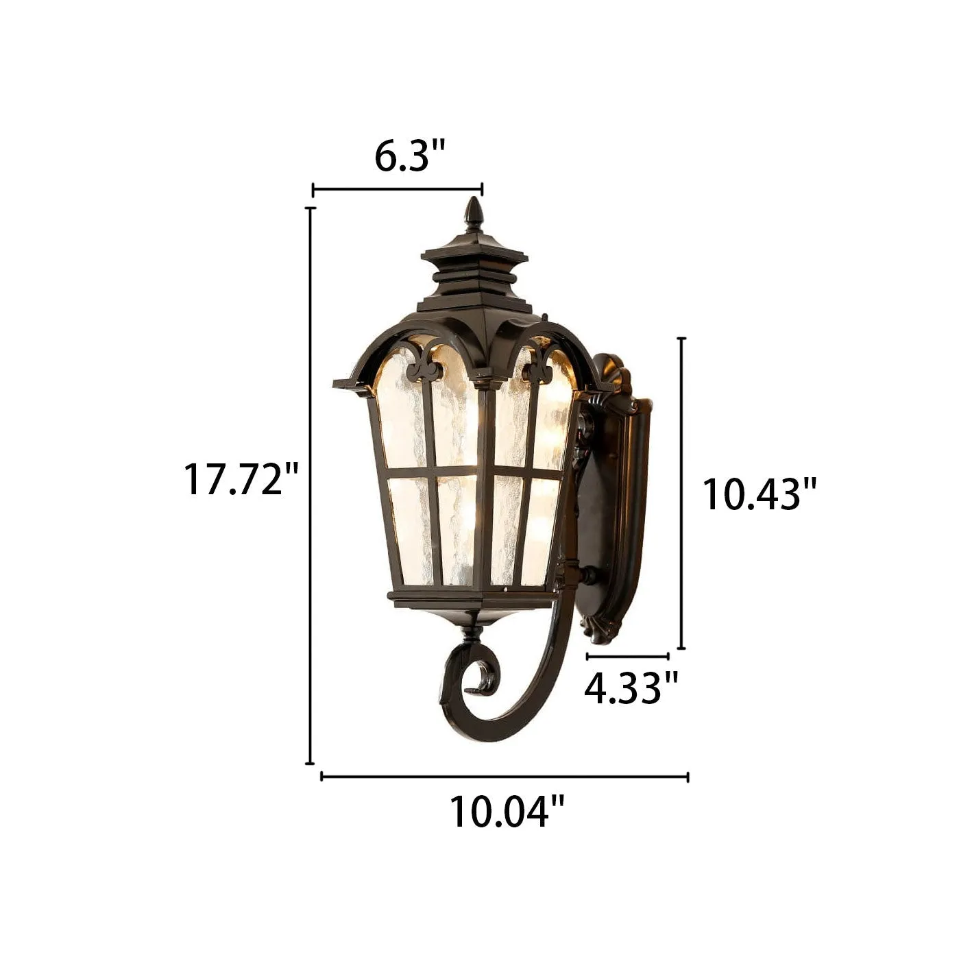 Taavita Retro Glass Aluminum Outdoor Lantern Waterproof 1-Light Wall Sconce