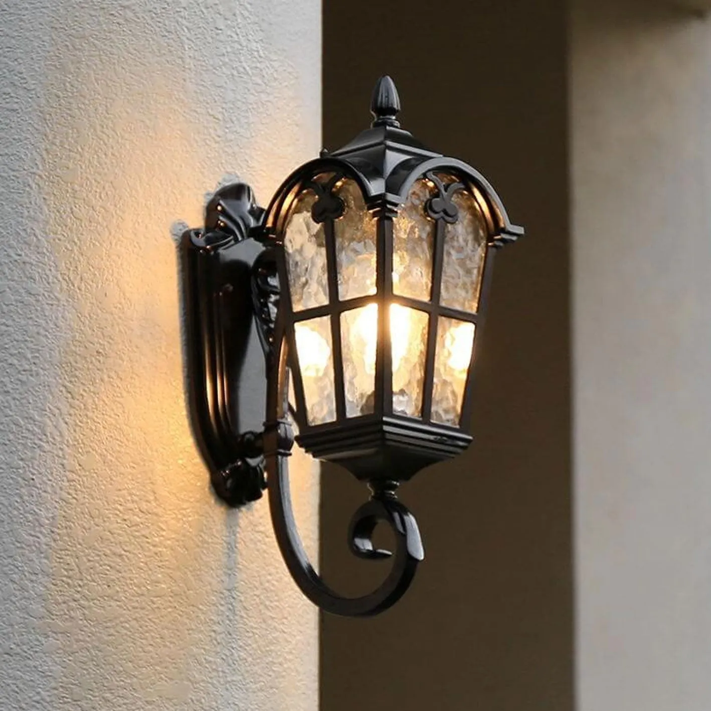 Taavita Retro Glass Aluminum Outdoor Lantern Waterproof 1-Light Wall Sconce