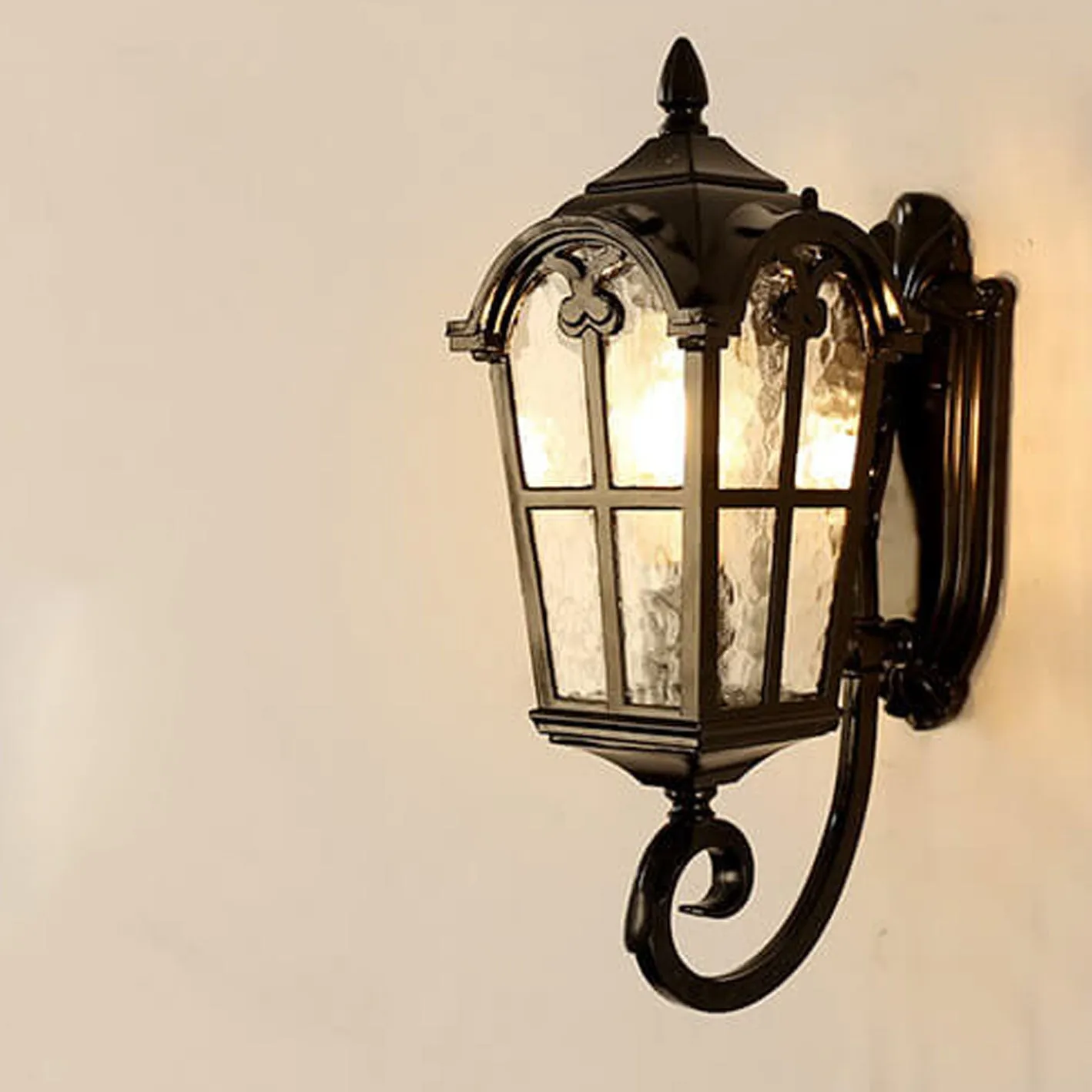 Taavita Retro Glass Aluminum Outdoor Lantern Waterproof 1-Light Wall Sconce