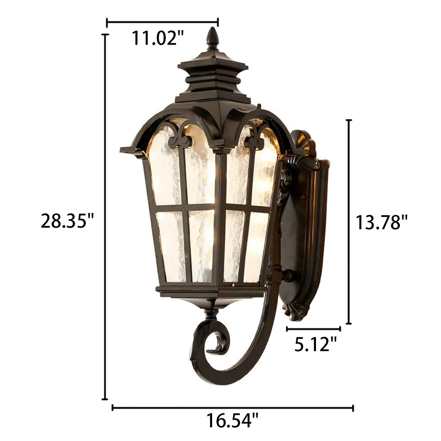 Taavita Retro Glass Aluminum Outdoor Lantern Waterproof 1-Light Wall Sconce