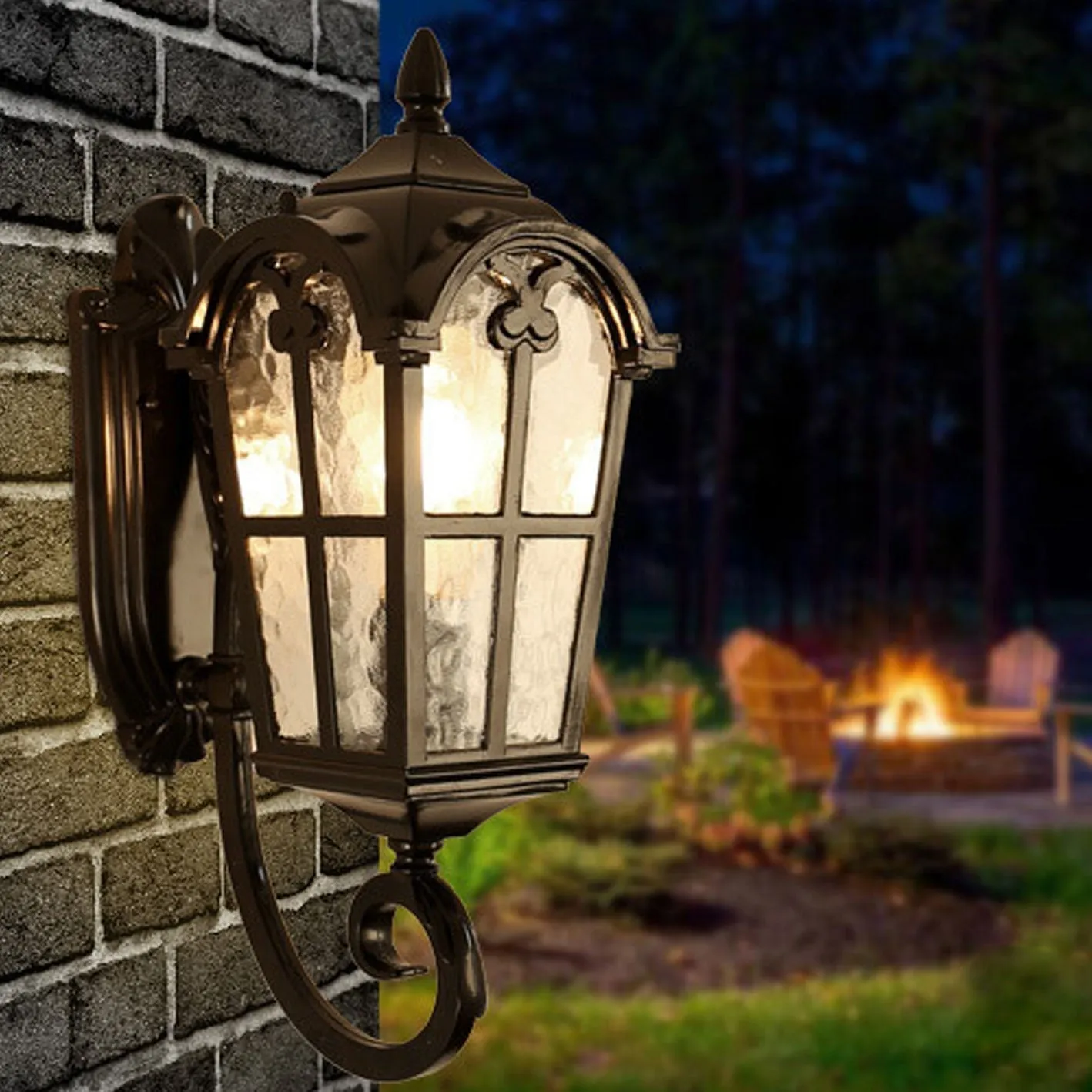 Taavita Retro Glass Aluminum Outdoor Lantern Waterproof 1-Light Wall Sconce