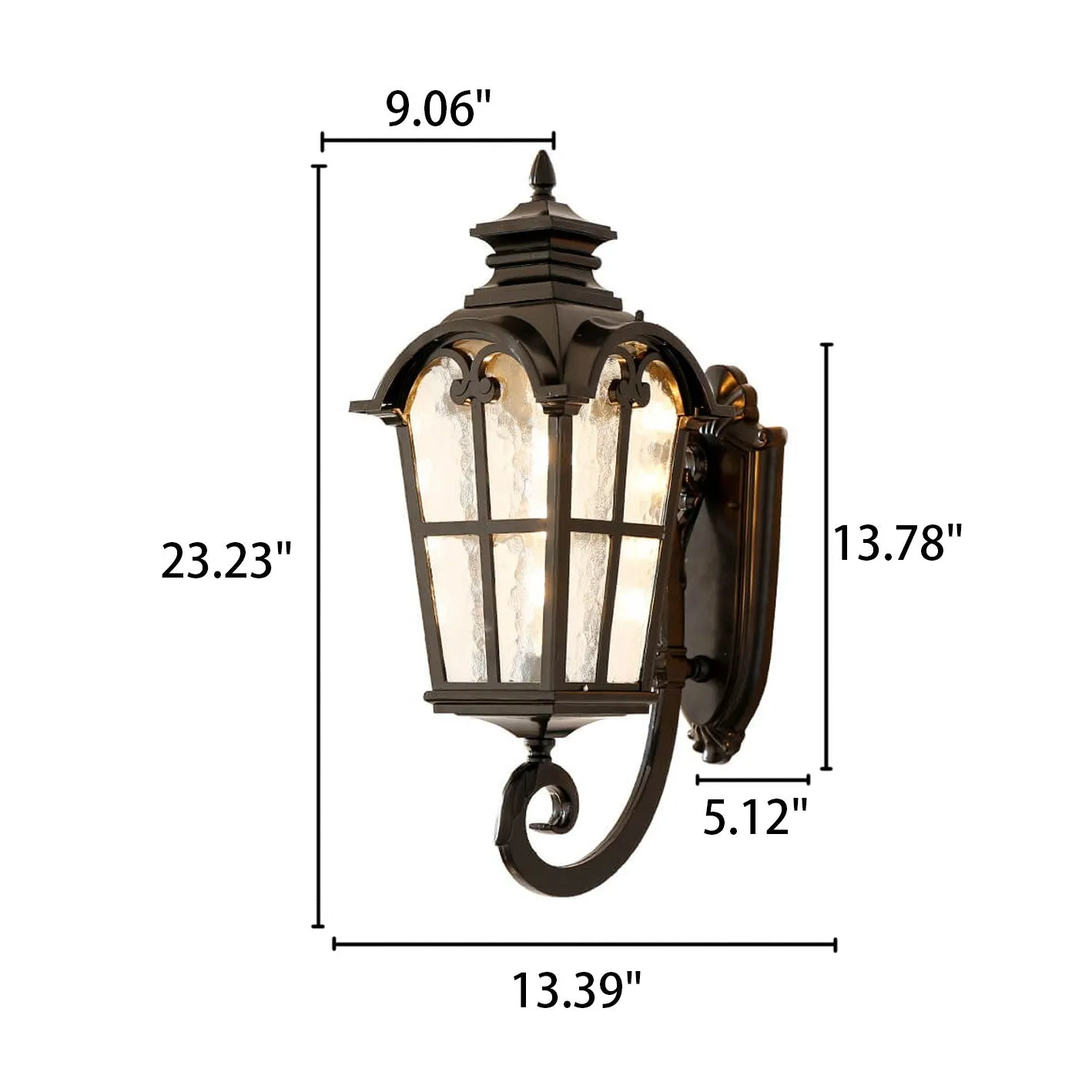 Taavita Retro Glass Aluminum Outdoor Lantern Waterproof 1-Light Wall Sconce