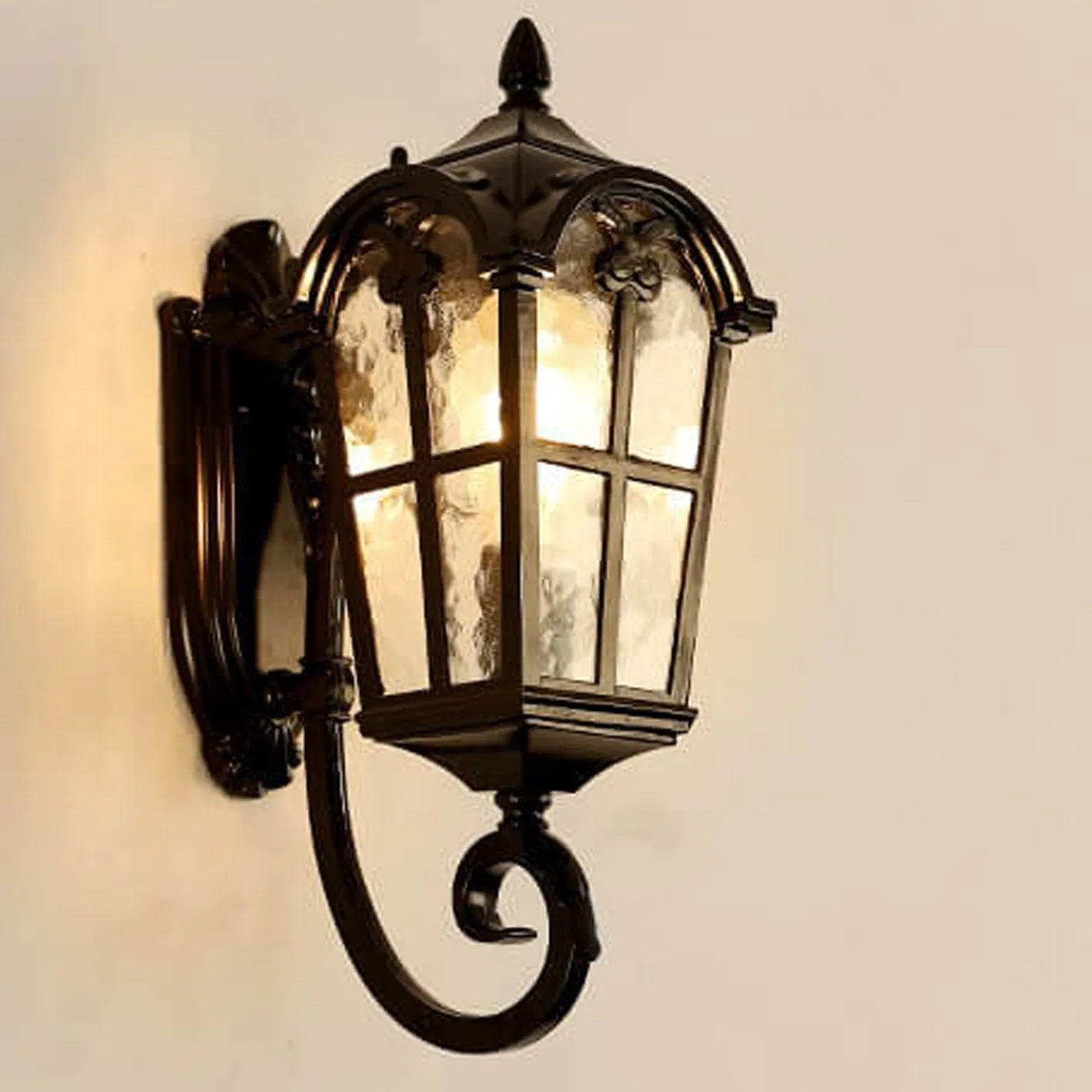 Taavita Retro Glass Aluminum Outdoor Lantern Waterproof 1-Light Wall Sconce