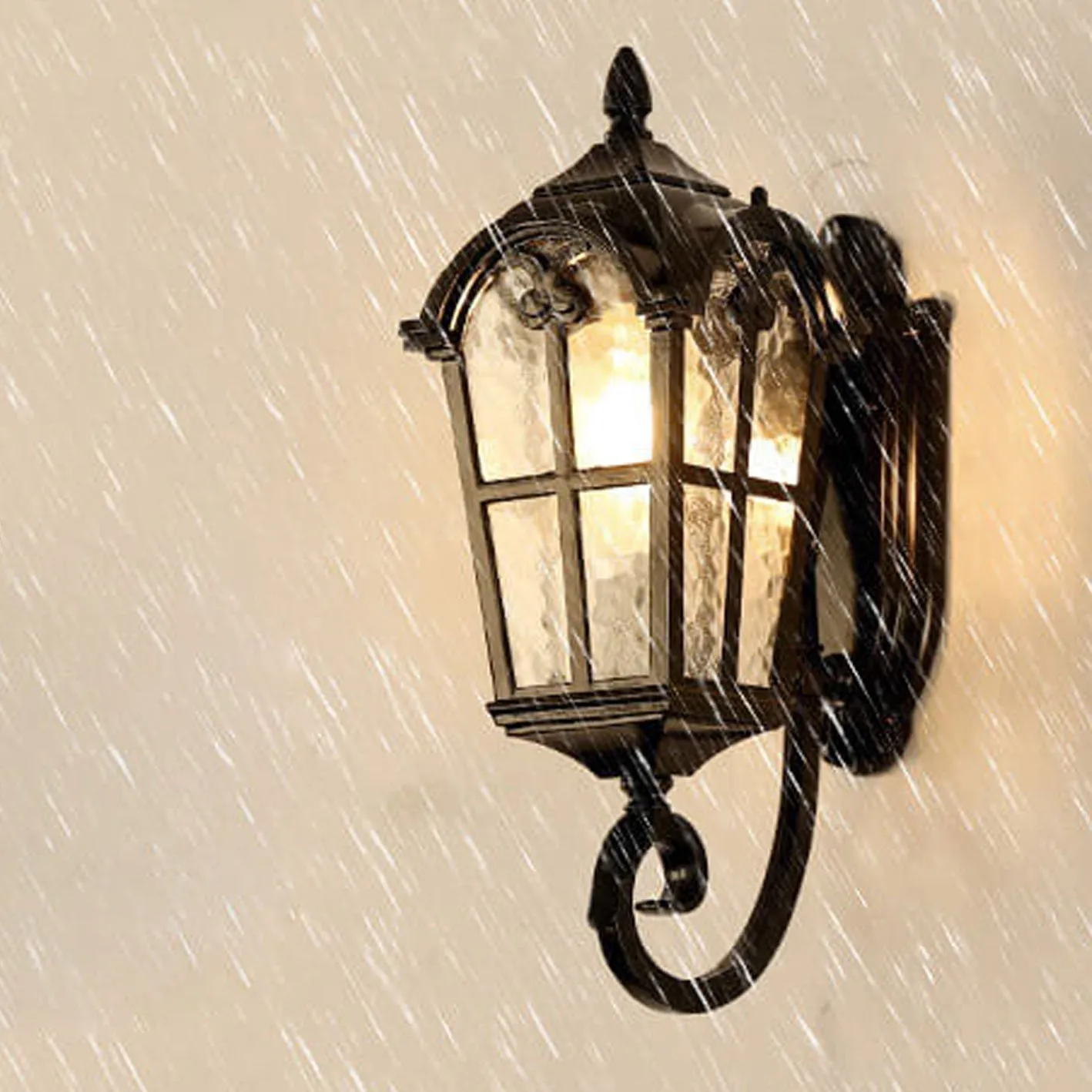 Taavita Retro Glass Aluminum Outdoor Lantern Waterproof 1-Light Wall Sconce