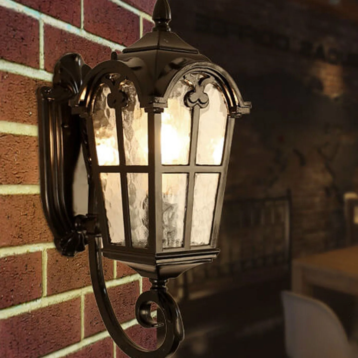 Taavita Retro Glass Aluminum Outdoor Lantern Waterproof 1-Light Wall Sconce