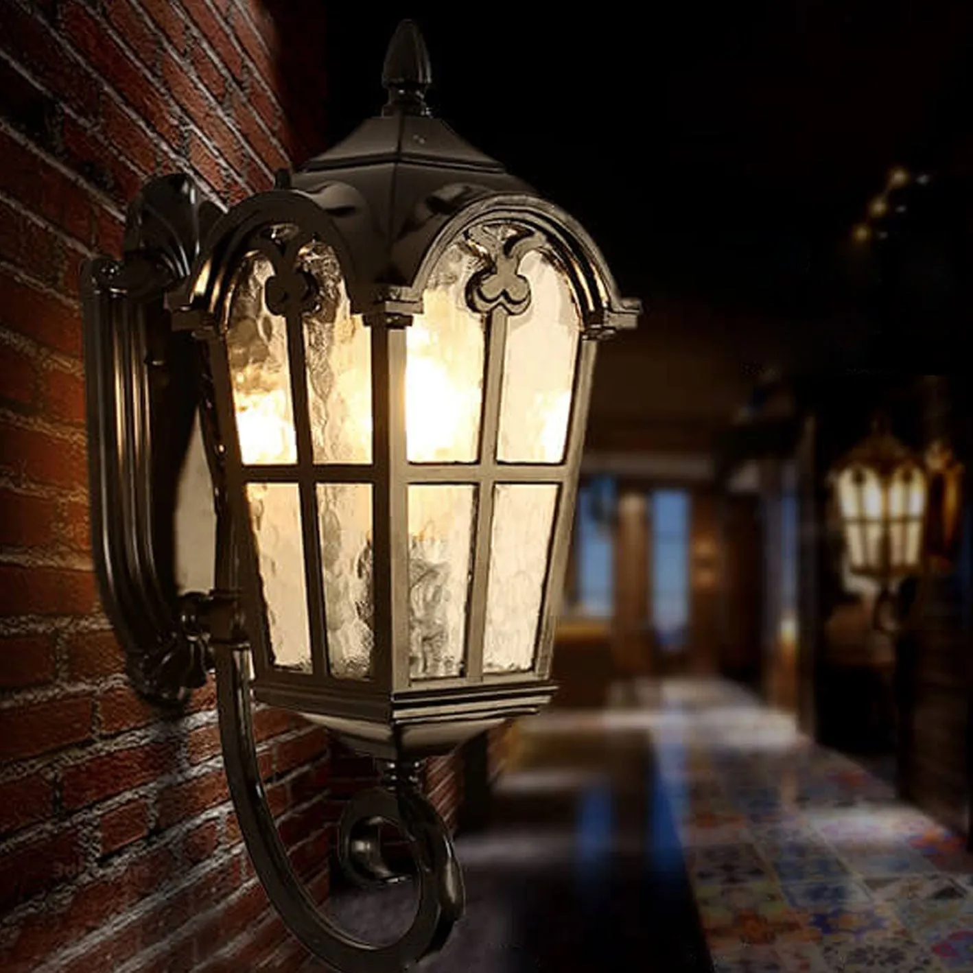 Taavita Retro Glass Aluminum Outdoor Lantern Waterproof 1-Light Wall Sconce