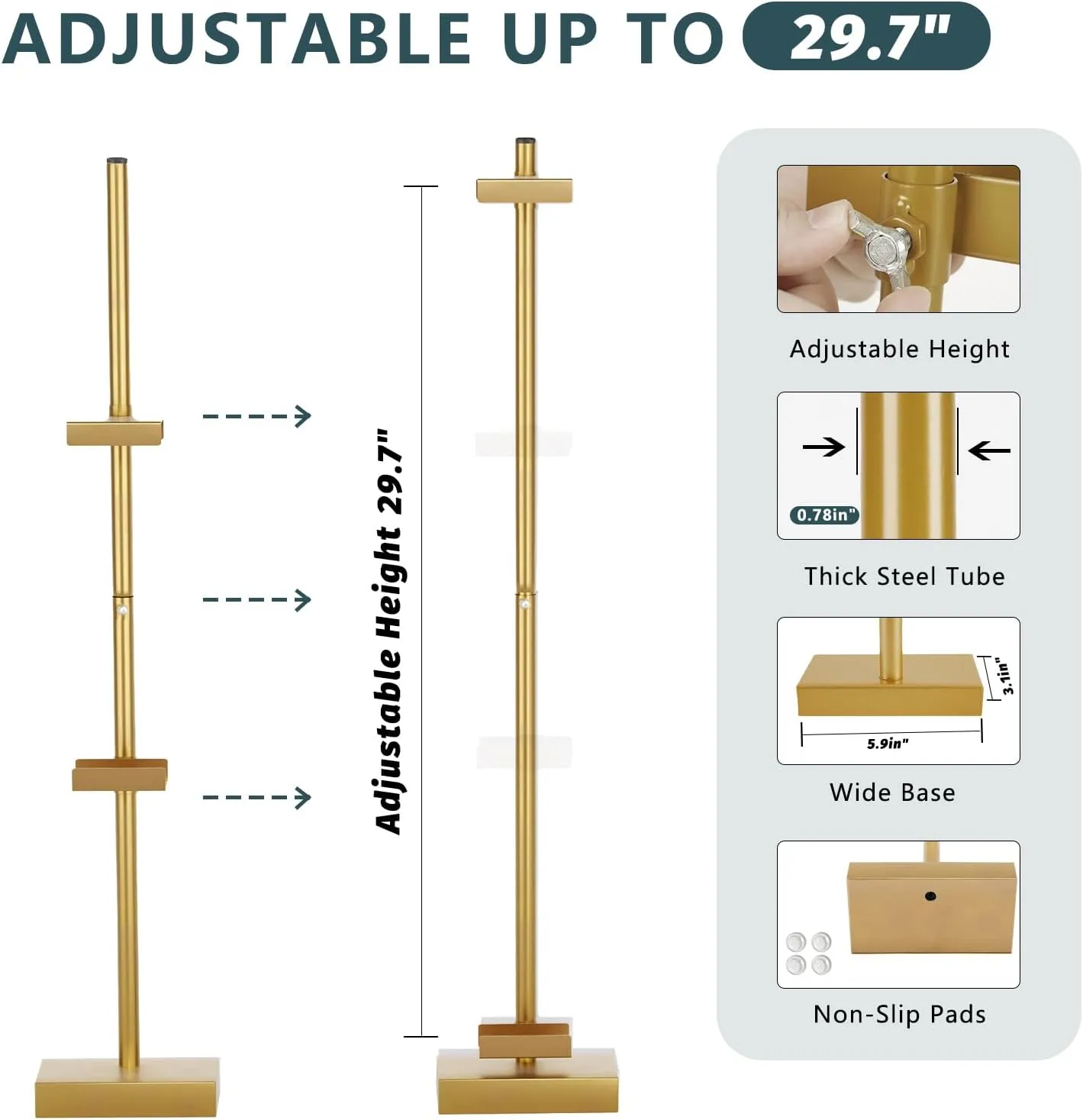 Tabletop Picture Frame Stand, Adjustable for Frames Up to 29" H, Frame Holder Stand Table Easels for Display, Metal Standing Easel Display Stand for Picture Frames, Artwork, Canvas (Gold)