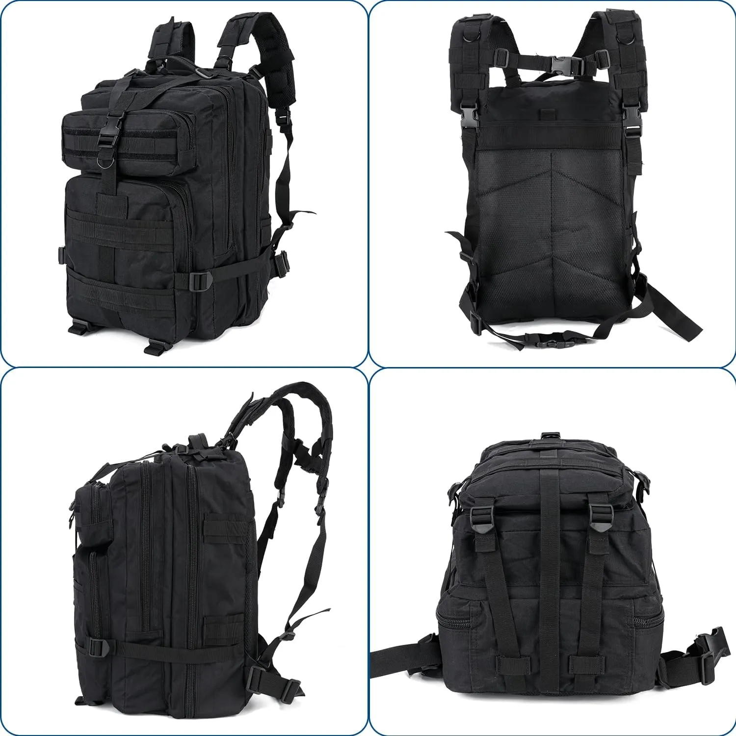 Tactical Backpack for Men 40L Military Molle Backpack Large 3 Day Assault Pack Rucking Backpack for for Hiking Camping Travel Fishing Outdoors (Black)