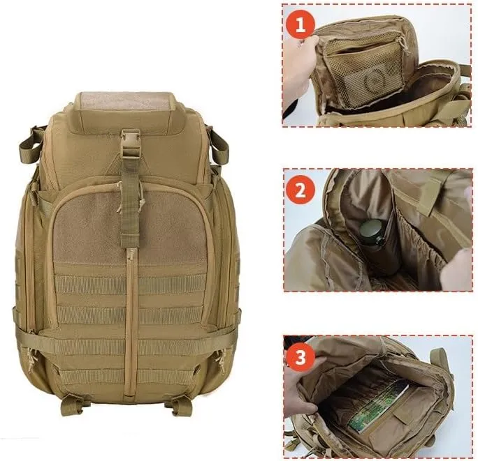 Tactical Backpack Military Molle Hiking 36-55L Outdoor Multifunctional Men's Mountaineering Khaki