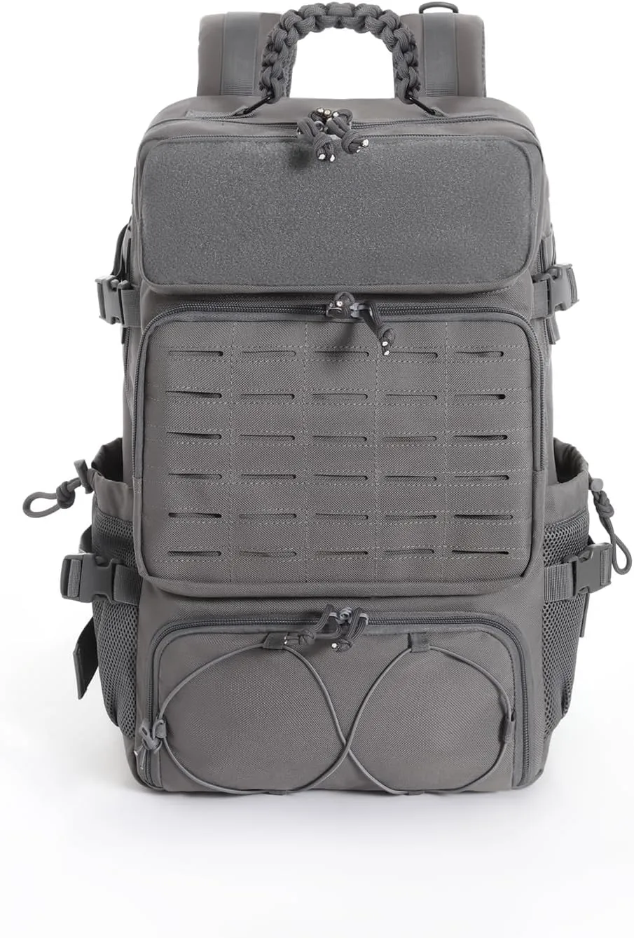 Tactical Military Backpack, Large Capacity Molle System, Multi-Compartment Design with Shoe Storage, Black (grey)