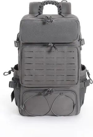 Tactical Military Backpack, Large Capacity Molle System, Multi-Compartment Design with Shoe Storage, Black (grey)