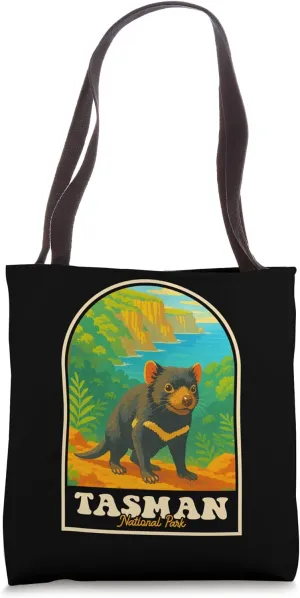 Tasman National Park Vintage Tasmanian Devil Art Tote Bag